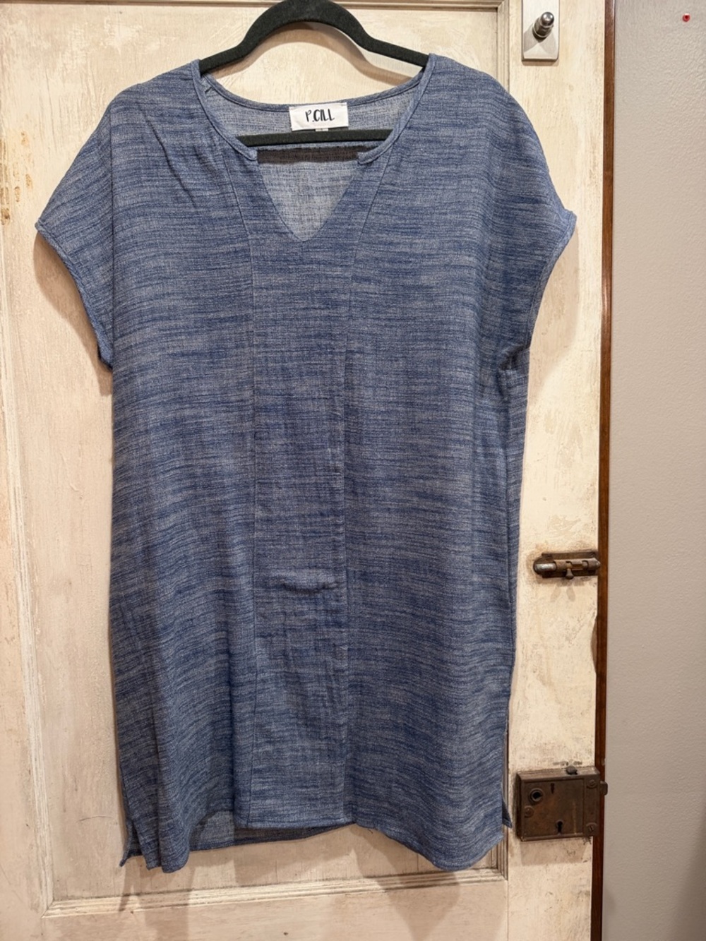 Blue Heathered V-Neck Tunic